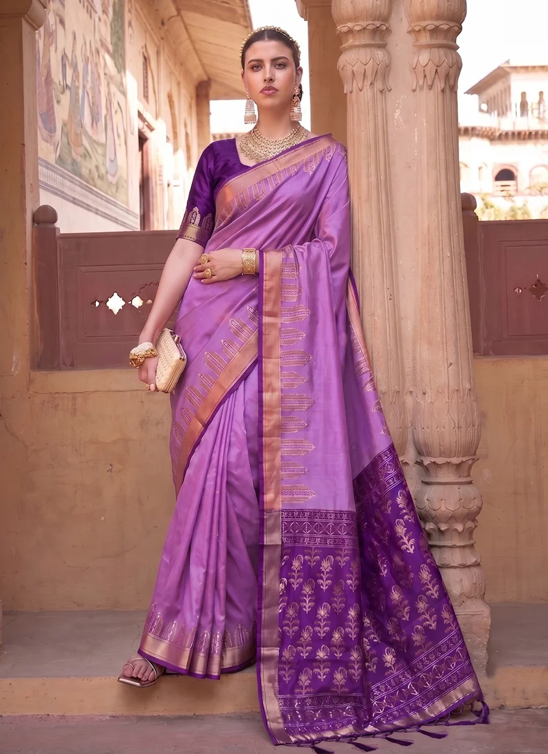 Light Purple Dola Silk Jacquard Designer Saree - Shree_Shyam_Light_Purple