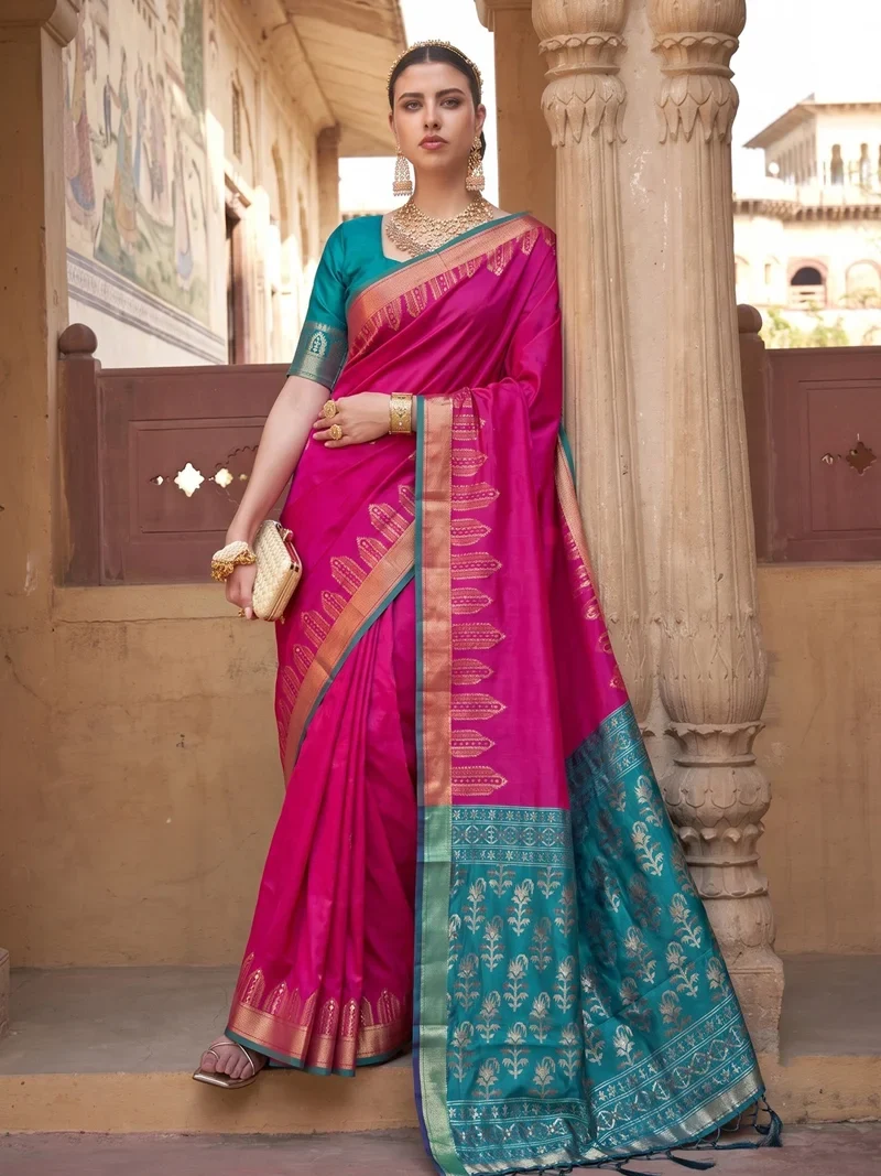 Pink Dola Silk Jacquard Designer Saree - Shree_Shyam_Pink