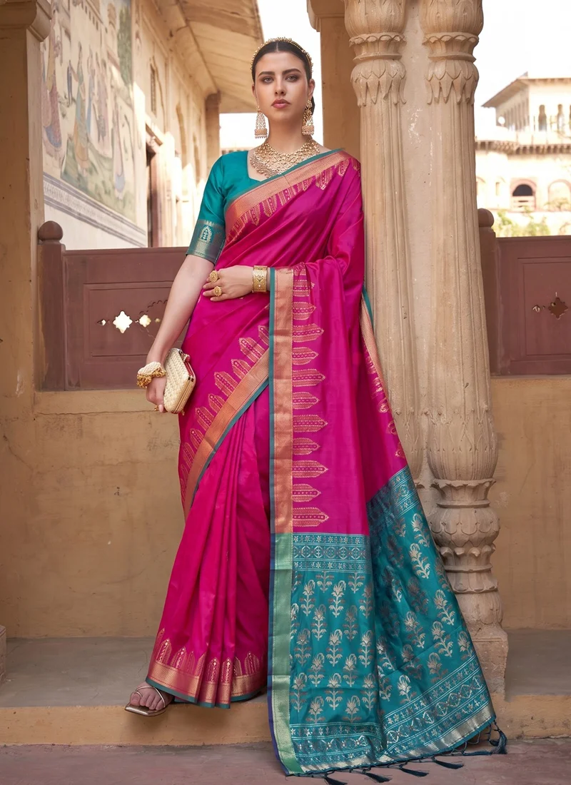 Pink Dola Silk Jacquard Designer Saree - Shree_Shyam_Pink