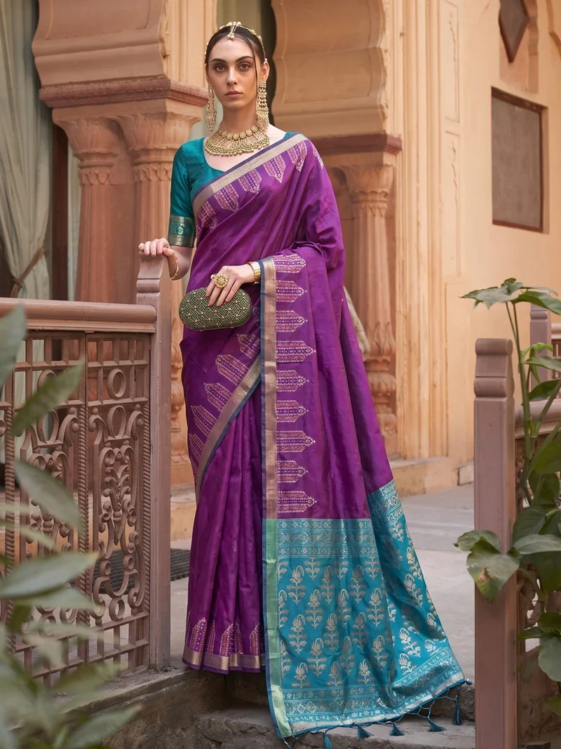 Purplle Dola Silk Jacquard Designer Saree - Shree_Shyam_Purple