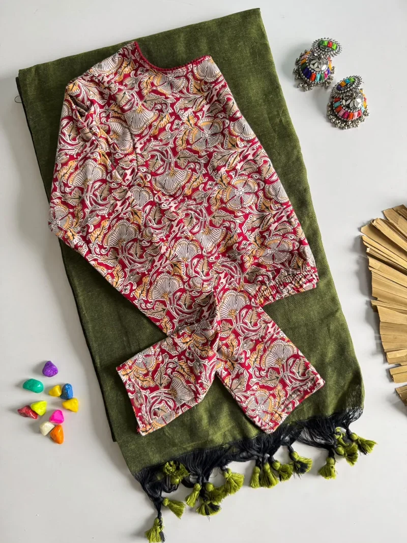 Green Khadi Cotton Ajrak Print Designer Saree - Khadi Cotton1