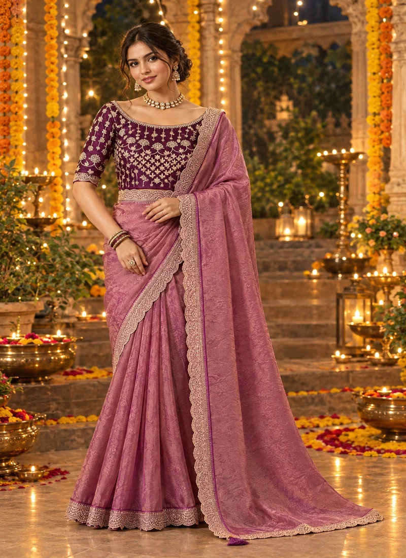 Pink Nc Moss Intricate Coding & Sequence Work Designer Saree - NC Moss1