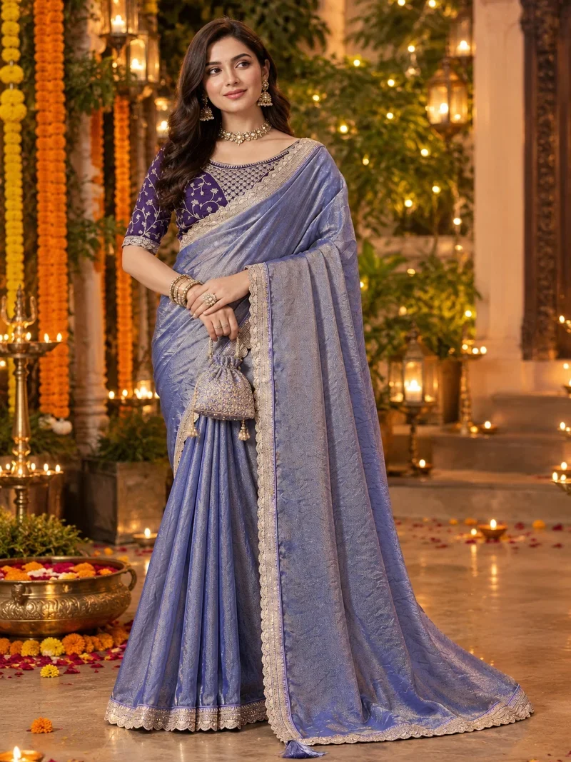 Blue Nc Moss Intricate Coding & Sequence Work Designer Saree - NC Moss2