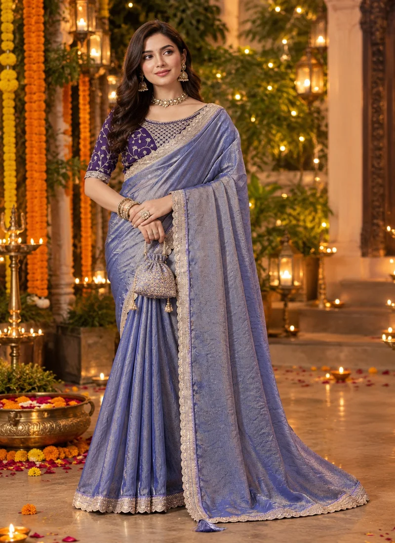 Blue Nc Moss Intricate Coding & Sequence Work Designer Saree - NC Moss2