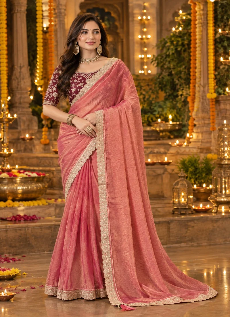 Peach Nc Moss Intricate Coding & Sequence Work Designer Saree - NC Moss3