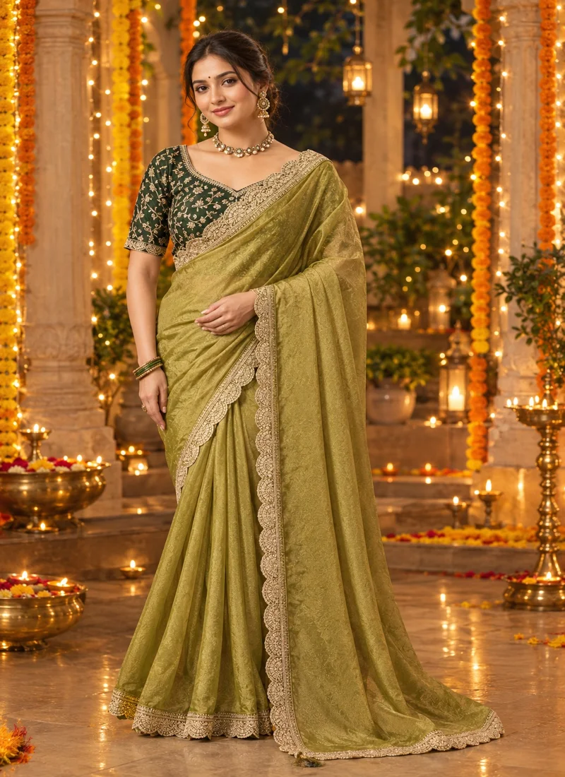 Green Nc Moss Intricate Coding & Sequence Work Designer Saree - NC Moss4