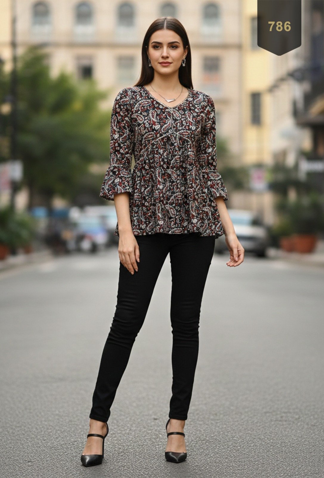 Black Cotton Printed Designer Kurti - Rajnandini01