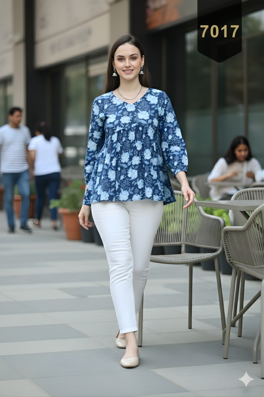Blue Cotton Printed Designer Kurti - Rajnandini09