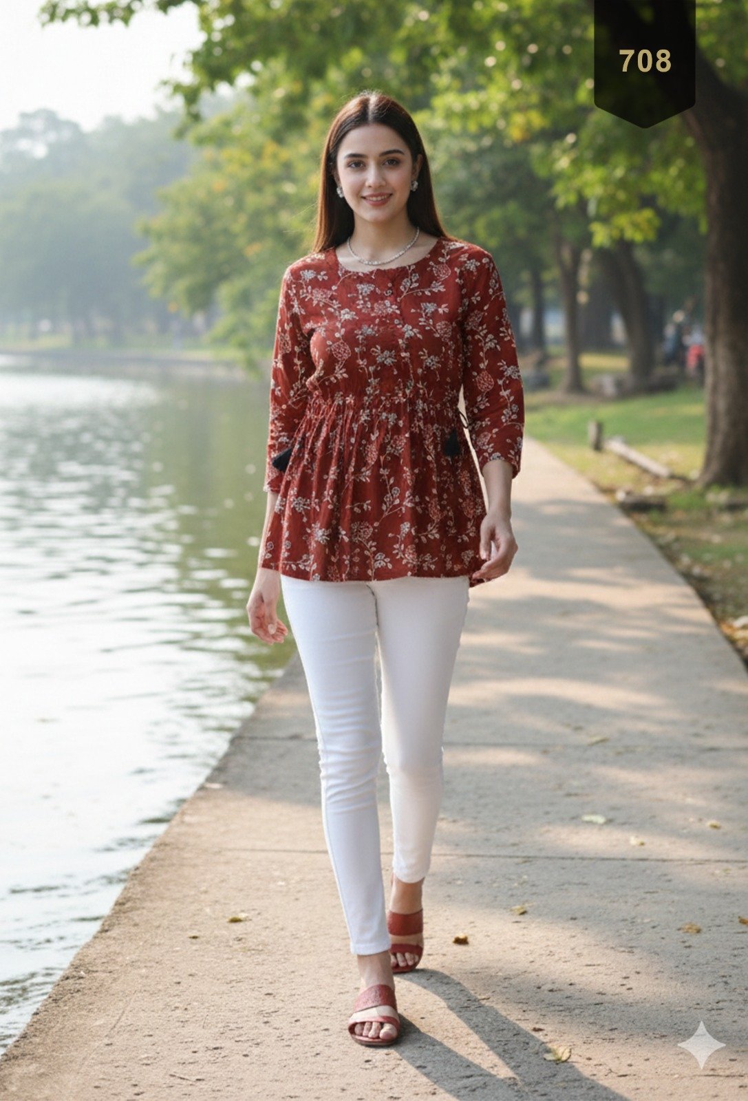 Maroon Cotton Printed Designer Kurti - Rajnandini16
