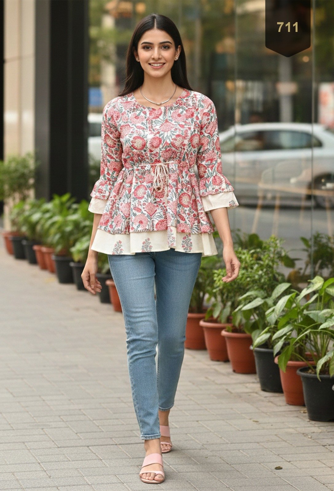 White Cotton Printed Designer Kurti - Rajnandini19