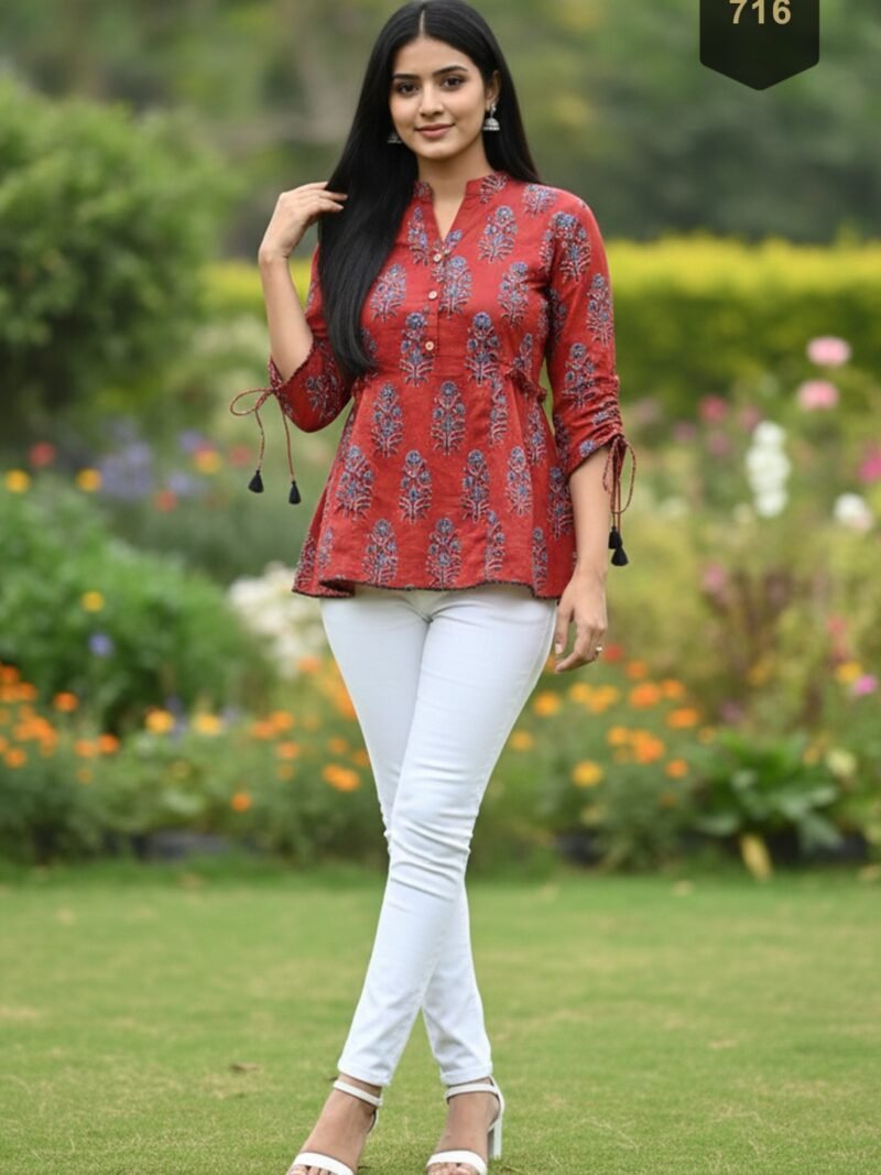 Maroon Cotton Printed Designer Kurti - Rajnandini23