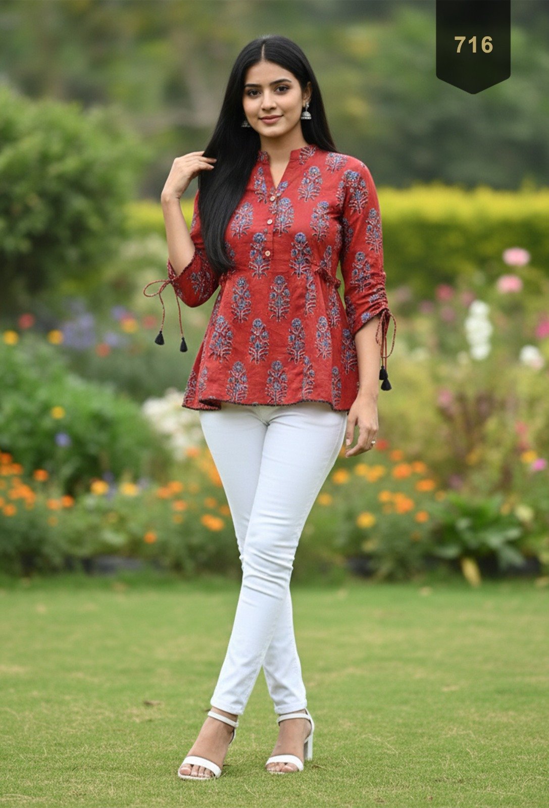 Maroon Cotton Printed Designer Kurti - Rajnandini23