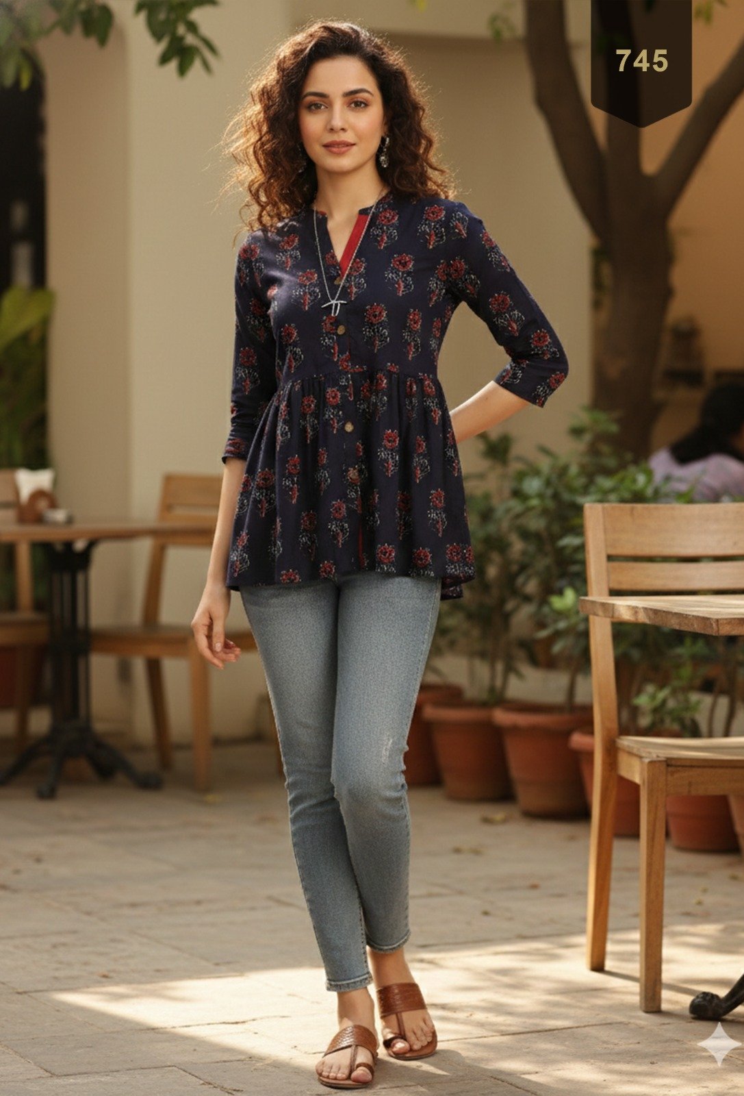 Black Cotton Printed Designer Kurti - Rajnandini31