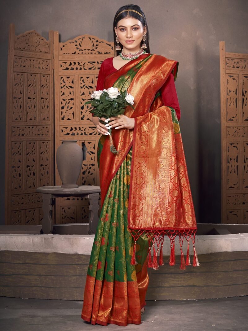 Green Patola Silk Printed Designer Saree - Rajhans3