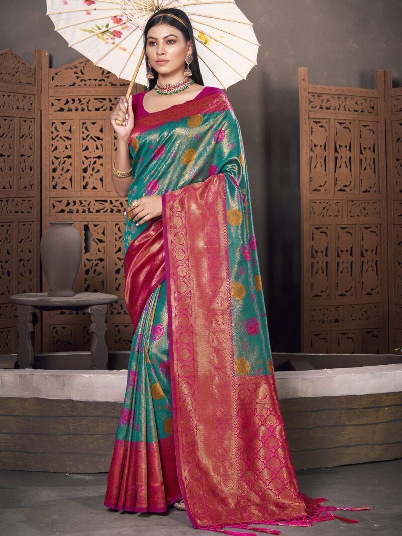 Bottle Green Patola Silk Printed Designer Saree - Rajhans4
