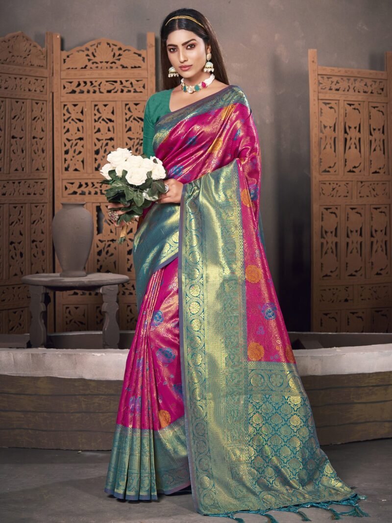 Dark Pink Patola Silk Printed Designer Saree - Rajhans5